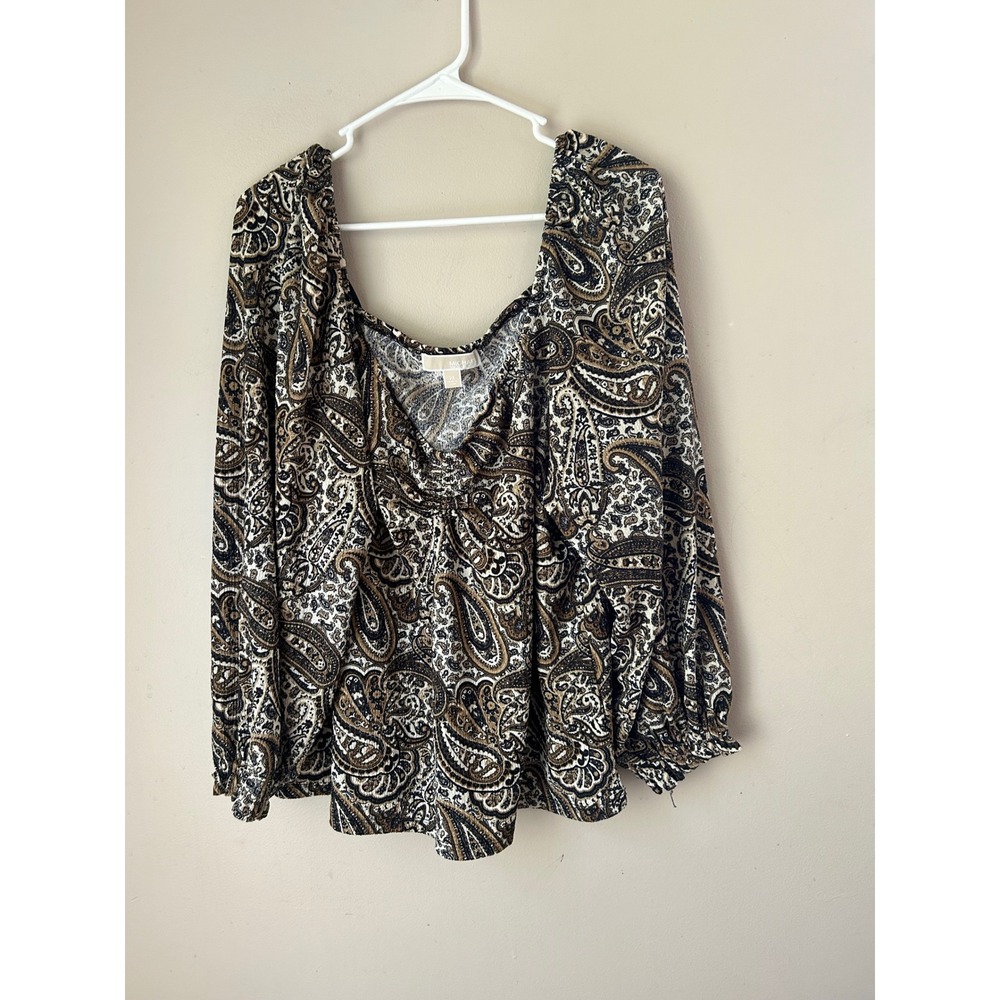 Indie Michael Kors Womens 2X Paisley‎ Print Long Sleeve Indie Sleeze Boho